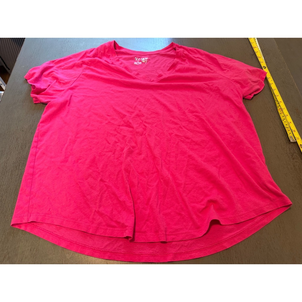 Terra & Sky Womens 2X Pink V-Neck Short Sleeve T-Shirt Cotton Modal Blend Tee